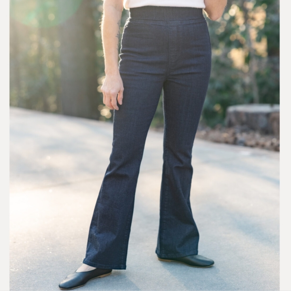 Pull On Ann Taylor Dark Blue Flare Jeans 2P